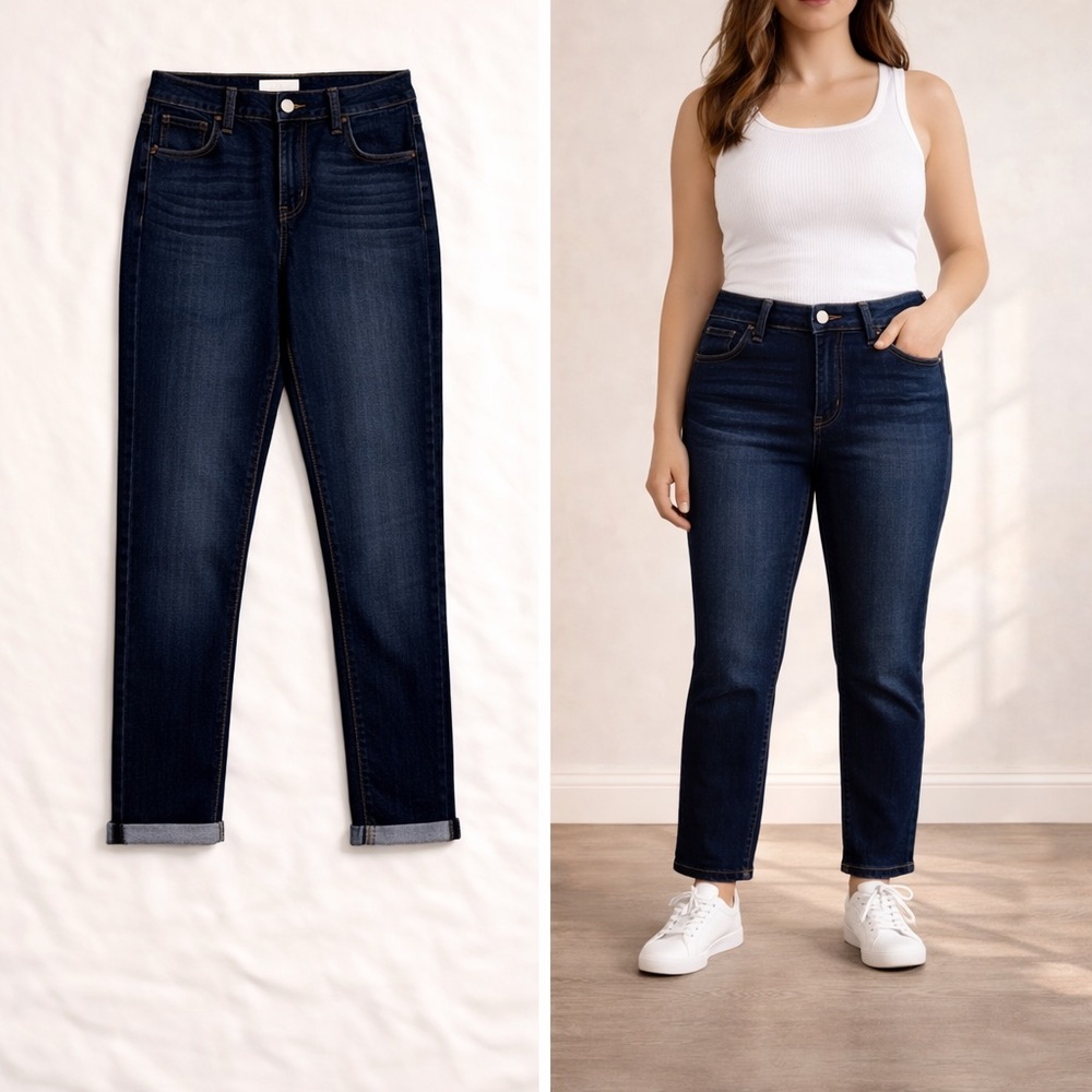 Hudson Natalie Straight Ankle Jeans Dark Wash‎ Size 26 Premium Stretch Classic